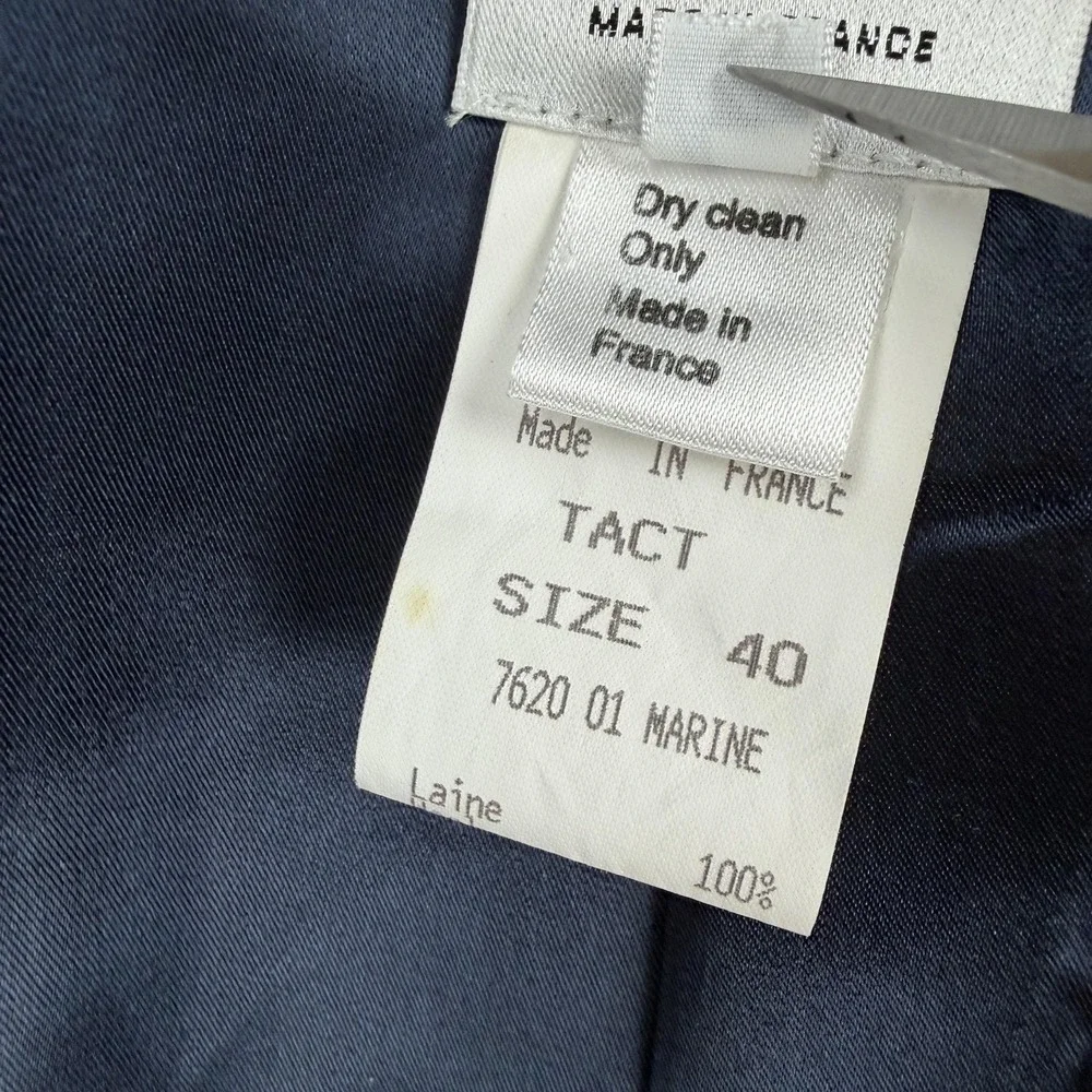 Celine Coat Womens 40‎ Blue Wool Twill Long Single Breasted Overcoat Made France